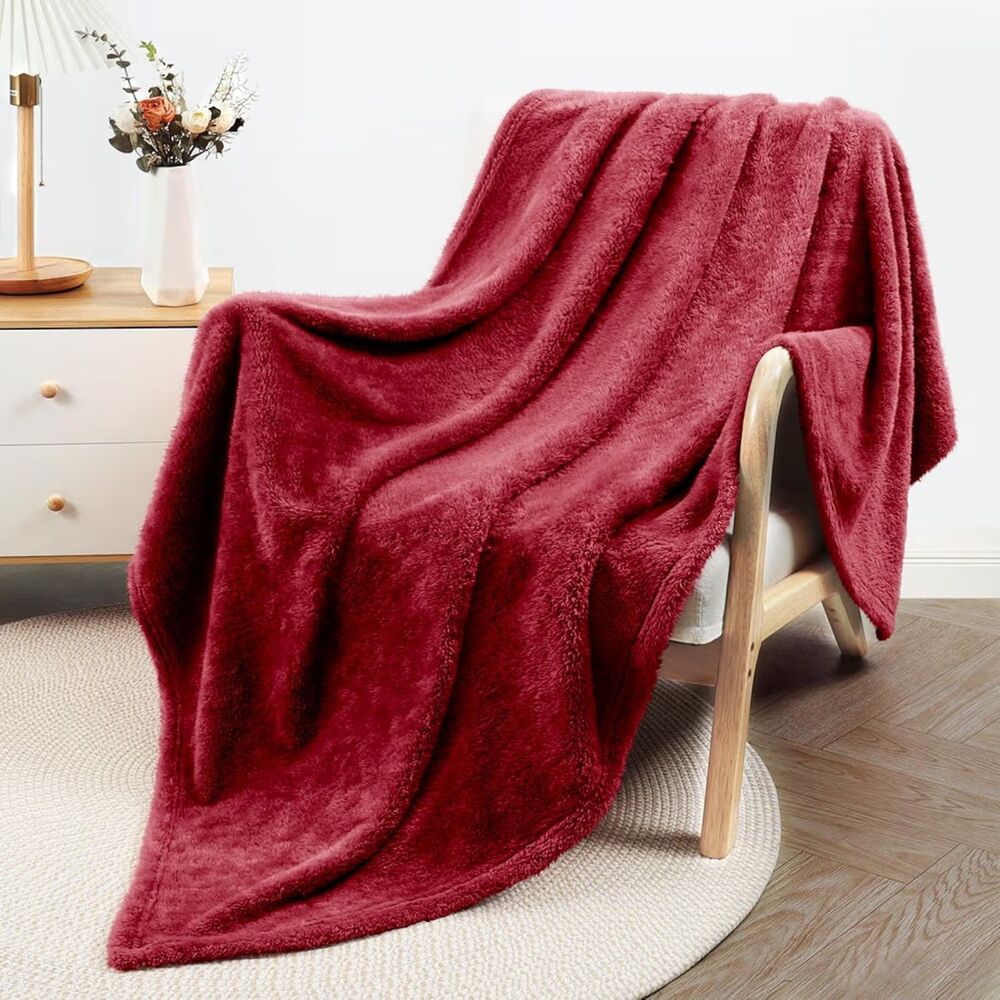 Burgandy Fleece Throw Blanket 50x70 NEW